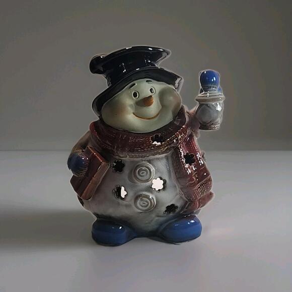 Ceramic Snowman Candle Holder - Picture 1 of 14